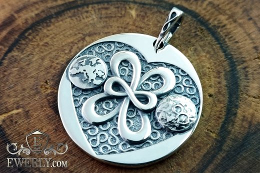 Silver pendant with Heart, Earth, Moon and Infinity - buy to order